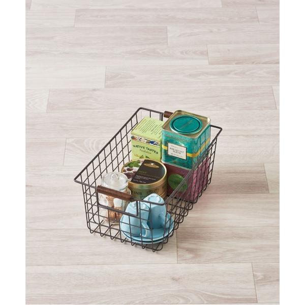 収納 ワイヤーバスケットS(木柄)