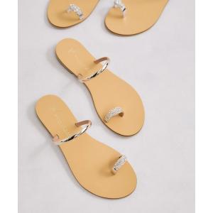 サンダル 「NICOLAS LAINAS(ニコラスライナス)」クリスタルモチーフフラットサンダル レディース