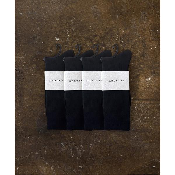 靴下 HARUSAKU CC:Mens PLAIN RIB BLACK SOCKS 4P SET メ...