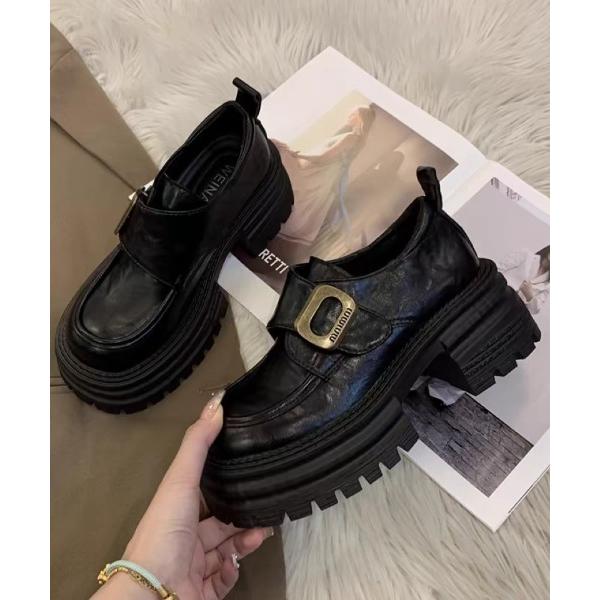 スニーカー 厚底バックルローファー レディース