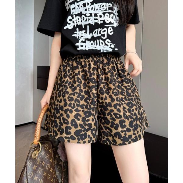 ジーンズ デニム デニムパンツ レオパード柄ショートパンツ レディース