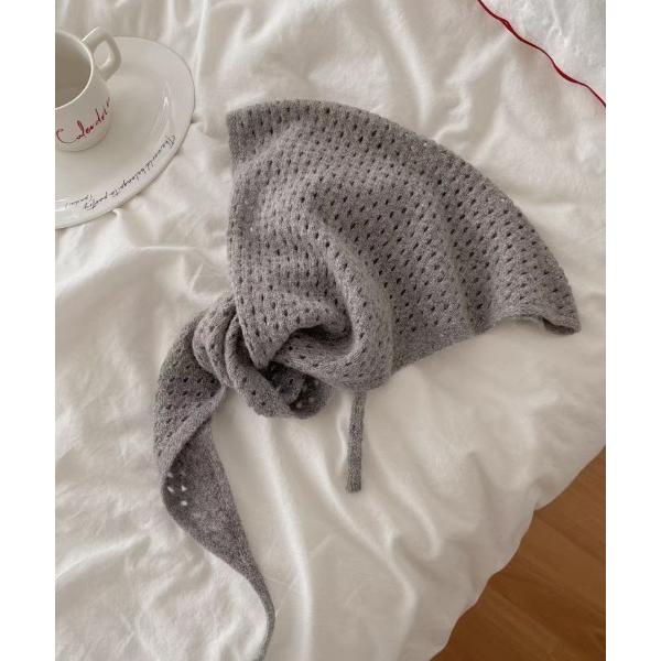 マフラー ストール ウール100％　透かし編み ニットショールマフラー レディース