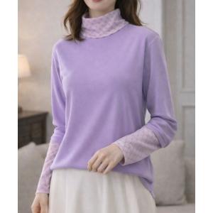 tシャツ marie claire/bis リブニットシアーハイネックトップス レディース