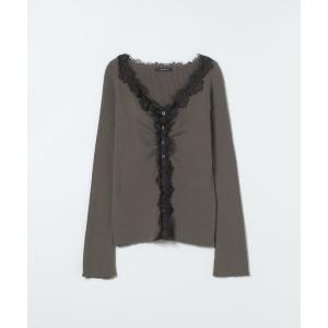 カーディガン 12Gレーストリムリブカーディガン/663959 レディース