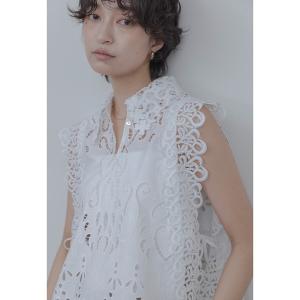 ベスト ジレ エンブロイダリー パネルレースベスト レディース