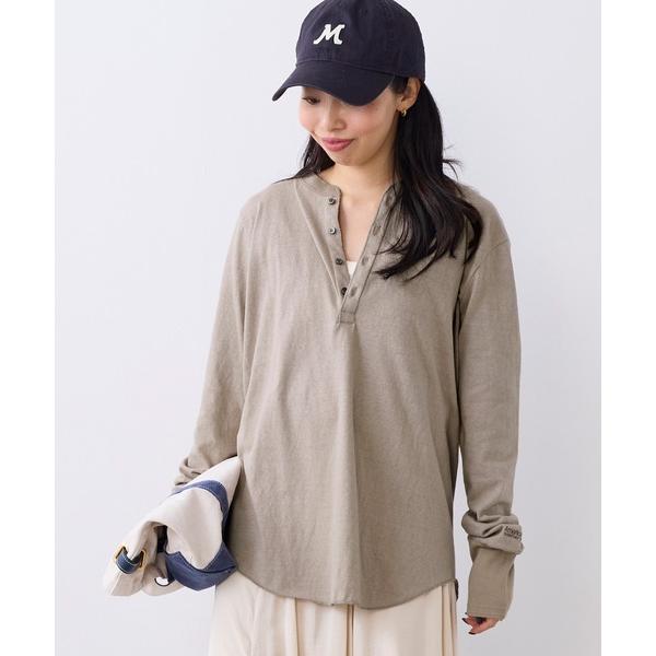 tシャツ 「AMERICANA」別注-前後2WAYヘンリーネックロングTシャツ レディース