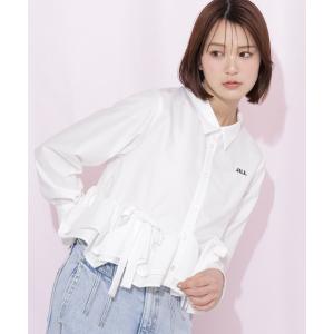 ブラウス シャツ フリルヘムショートブラウス レディース