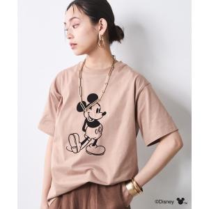 tシャツ 半袖 ミッキーマウス/綿100％フロッキープリントTシャツ「大きいサイズ有」シックスタイル レディース