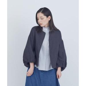 ジャケット ノーカラージャケット リネンボリュームスリーブジャケット レディース
