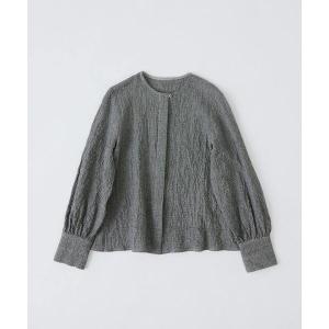 ブラウス シャツ ワッフルラウンドカラーシャツ レディース