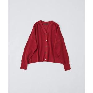カーディガン 14G麻綿ワッフル編みVネックカーディガン レディース