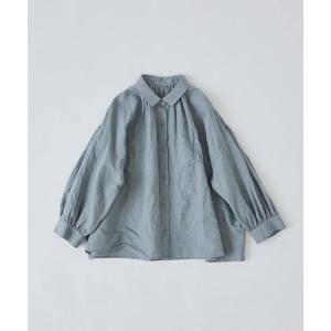 ブラウス シャツ コットンリネンギャザーシャツ レディース