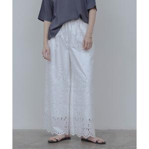 パンツ エンブロイダリー パネルレースパンツ レディース
