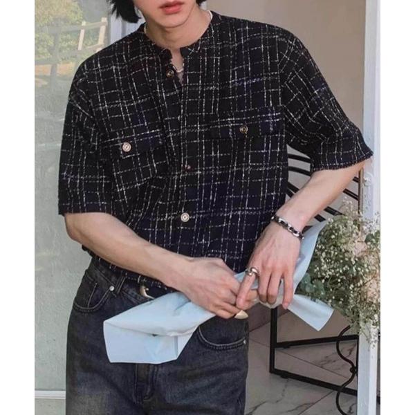 シャツ サマーツイード チェックシャツ メンズ レディース