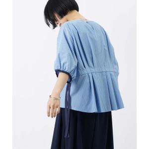 ブラウス シャツ LC/LLL ストライプタックギャザーブラウス レディース