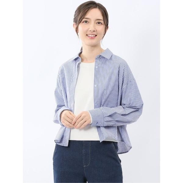 ブラウス シャツ 「ショート丈 クロップド」m.f.エディトリアル レディース 綿混 ブロード 比翼...