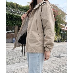 マウンテンパーカー ウインドブレーカー 季節の変わり目に便利！ 裏地あり、ポケット付き フード付きマウンテンパーカー レディース