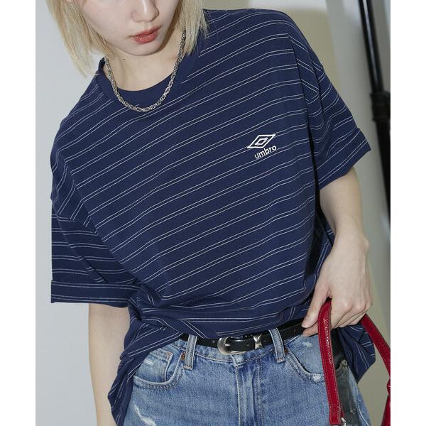 tシャツ UMBRO × PUBLUX/アンブロ 別注　ワンポイント ロゴ ボーダー Tシャツ　限定...