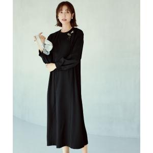 ワンピース 卒業式 ＩＥＤＩＴ　フロントファスナーではいてサっと着られる！　美しい黒が続く黒原着素材で作った　ブラックワンピース「ブラック」