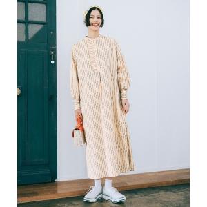 ワンピース ＩＥＤＩＴ　フロントフリルが華やかな　サッカー素材のストライプワンピース