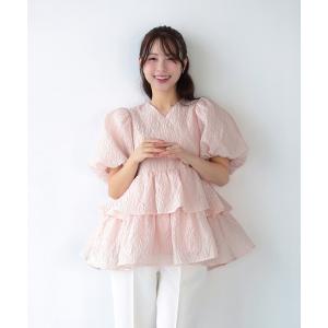 シアージャガード カシュクール風ペプラムトップス レディース