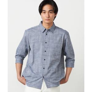 シャツ コットンリネンシャンブレー 7分袖シャツ メンズ