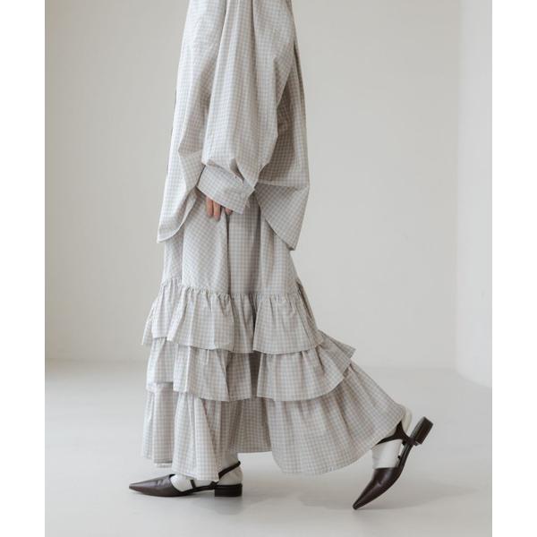 ロング スカート チェックフリルボリュームスカート 639580
