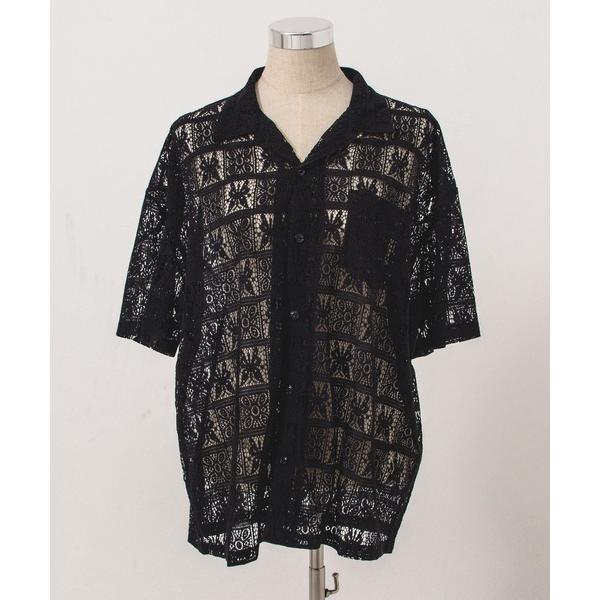 シャツ Revo. バタフライレース ルーズフィット オープンカラーシャツ 半袖 開襟シャツ メンズ...