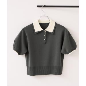 ポロシャツ ポロ ダブルカラー半袖ポロニットトップス/イージーケア・WEB限定カラー レディース