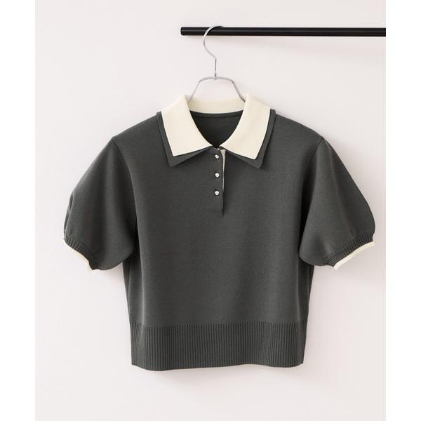 ポロシャツ ポロ ダブルカラー半袖ポロニットトップス/イージーケア・WEB限定カラー レディース