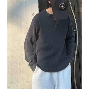 tシャツ ワッフル ヘンリーネック 長袖Tシャツ 「UNISEX ITEM」 レディース メンズ