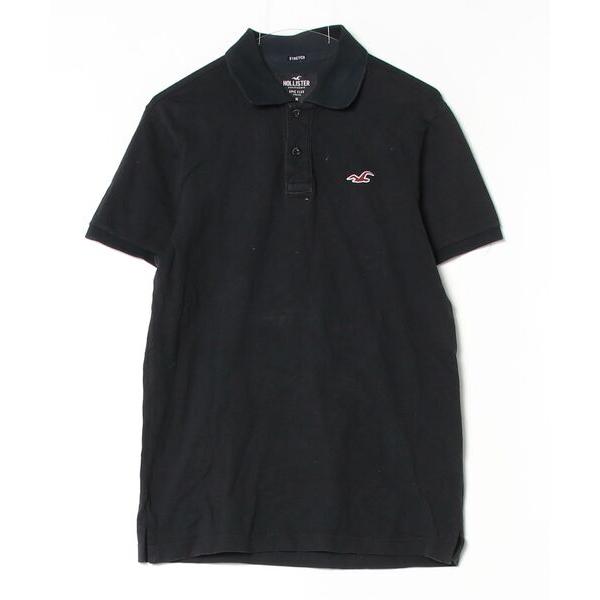 「Hollister」 半袖ポロシャツ M ブラック メンズ