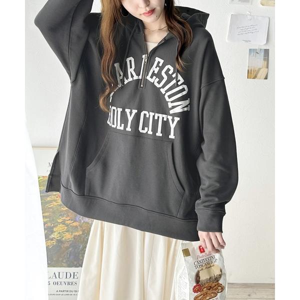 「Java」 プルオーバーパーカー LARGE チャコールグレー レディース