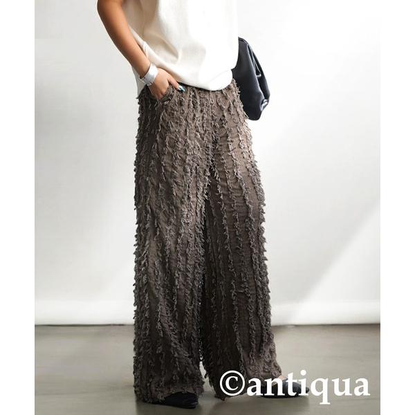 「antiqua」 イージーパンツ R ブラウン レディース