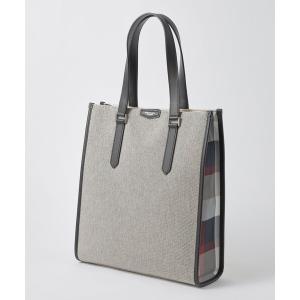 トートバッグ シャンブレーキャンバスサイドクレストブリッジチェックトートバッグ メンズ