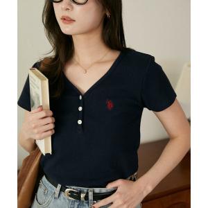 ヘンリーネック tシャツ 半袖 U.S. POLO ASSN. × PUBLUX/ユーエスポロアッスン 別注 ヘンリーネック Tシャツ　限定展開 レディース