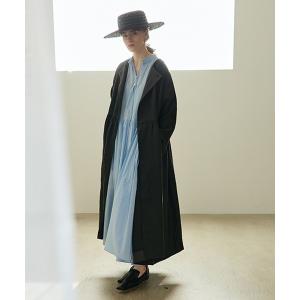 ノーカラーコート コート 「natural by clip」リネンツイルワンピースコート レディース