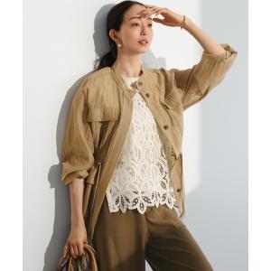 ブラウス シャツ リネンミックスシアースラブ ミリタリー シャツジャケット レディース