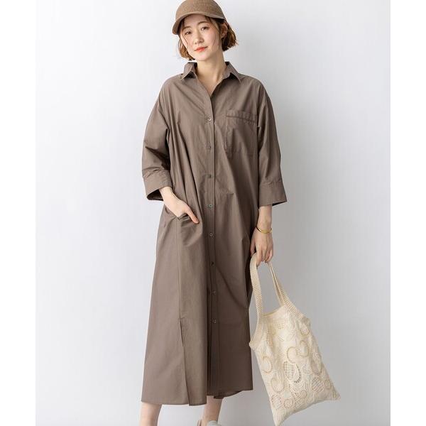 シャツワンピース ナイロンコットンタフタ シャツワンピース