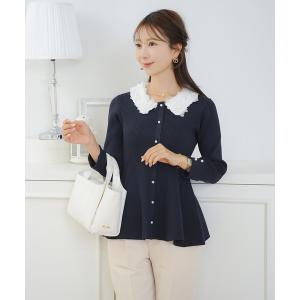 ニット セーター フラワー 襟付き ニット ペプラム le reve vaniller レディース