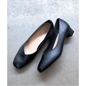 パンプス 入学式 卒業式 晴雨兼用Ｖカットスクエアトゥパンプス