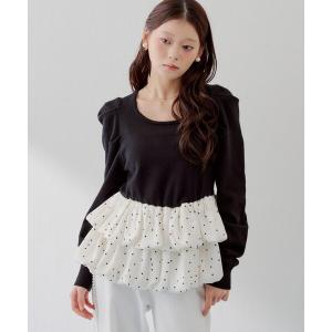 ドットバルーンペプラムニット