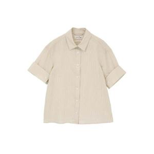 ブラウス シャツ 半袖 「l’heritage martinique/レリタージュ マルティニーク」コージーストライプショートスリーブシャツ（セットアップ可） レディース