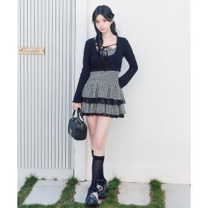 ワンピース レースティアードワンピとカーデのセット