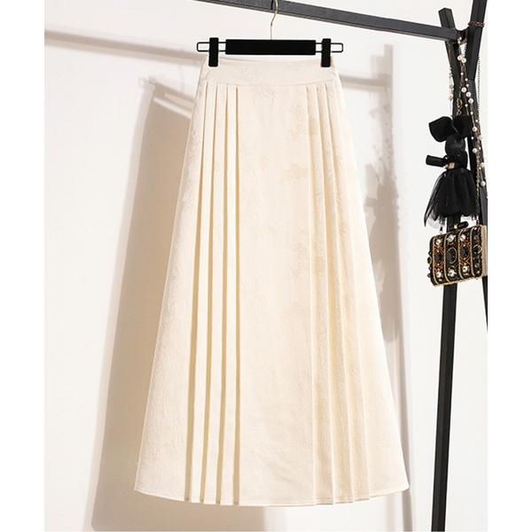 スカート サイドプリーツAラインスカート