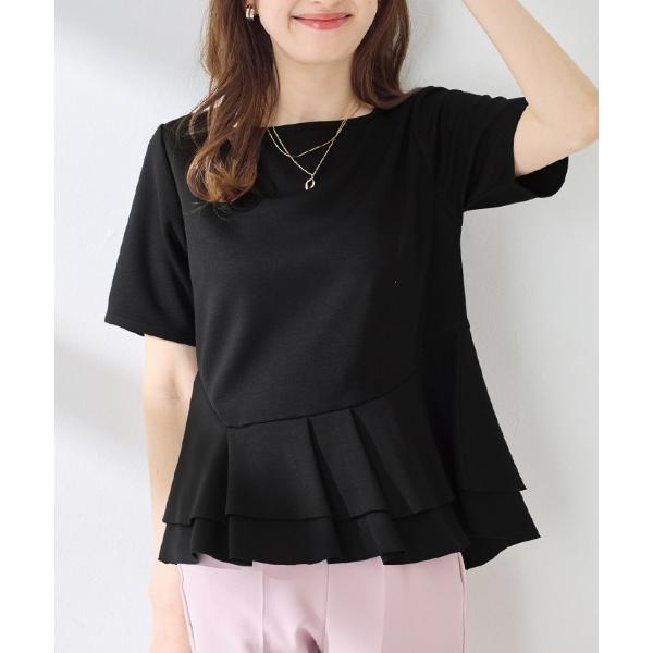 tシャツ 半袖 スクエアネックペプラムトップス レディース