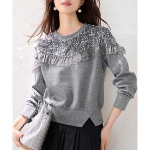 トレーナー スウェット 装飾入りスウェットトップス レディース