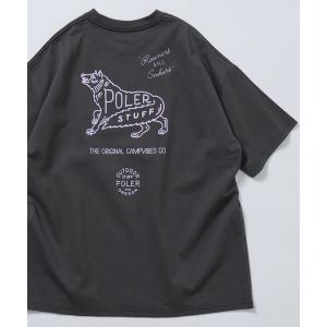 tシャツ 限定展開 POLeR×FREAK'S STORE/ポーラー 別注 ビッグシルエット ウルフモチーフ バックプリント Tシャツ メンズ レディース