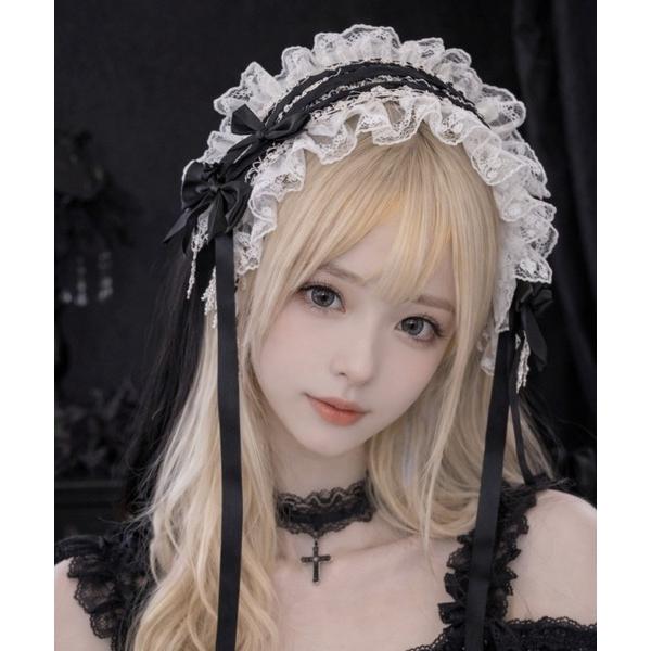 「Bls」「ZA」「Bling Leads」編み上げレース ヘッドドレス(BL)