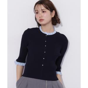 ニット セーター フリルカラーリブニット レディース